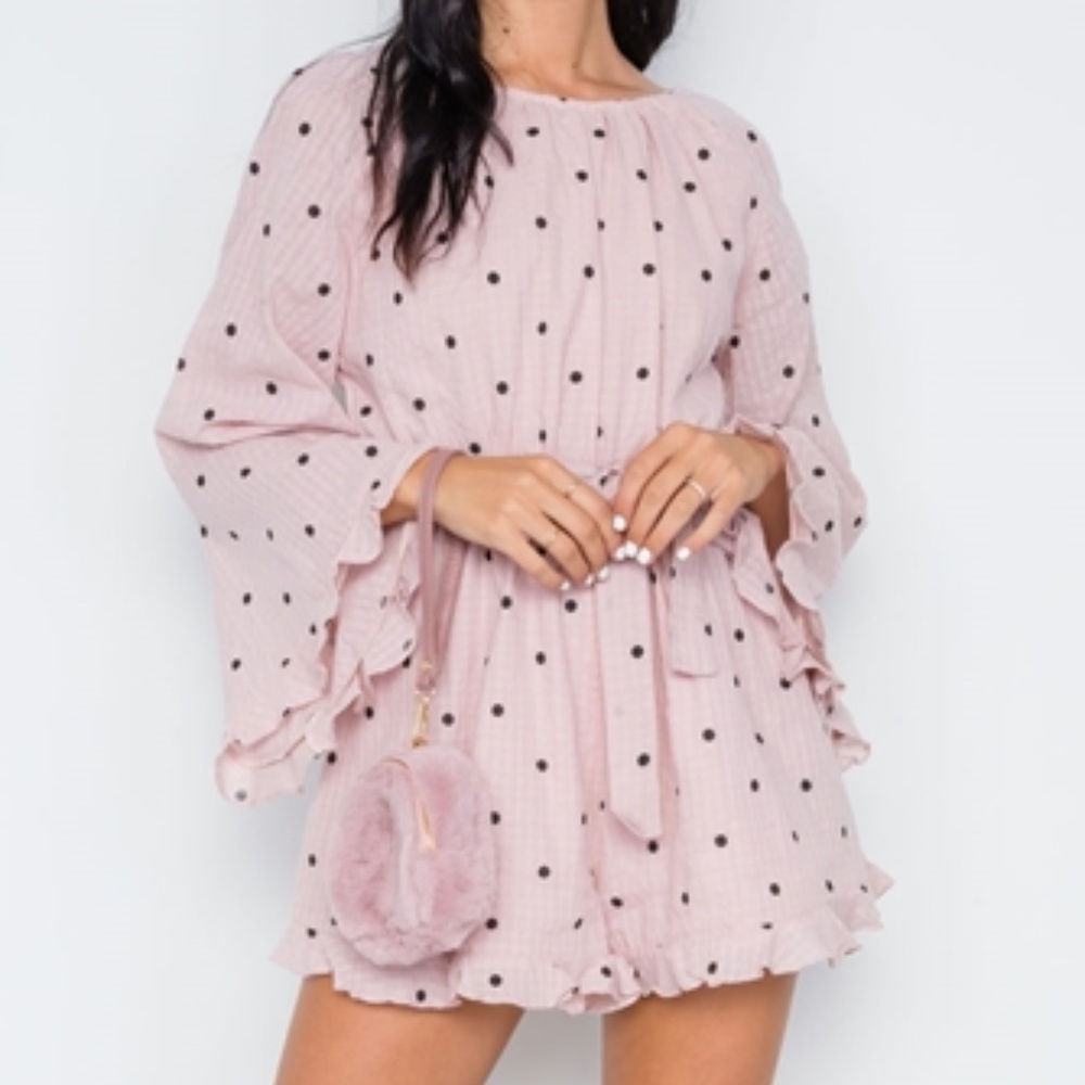 Pretty in Pink Polka Dot Mini Romper - Picture 2 of 5